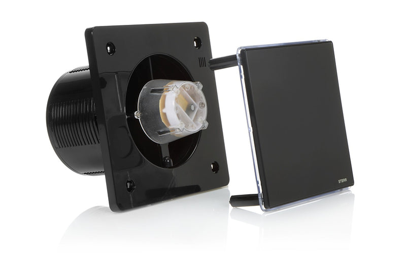 Schwarzer Badezimmer-Abluftventilator mit LED-Hintergrundbeleuchtung und Timer 125 mm / 5 "- BFS125LT-B